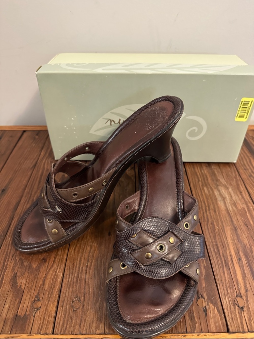 Nurture by Lamaze Brown Leather Slide Mules with Stud Details